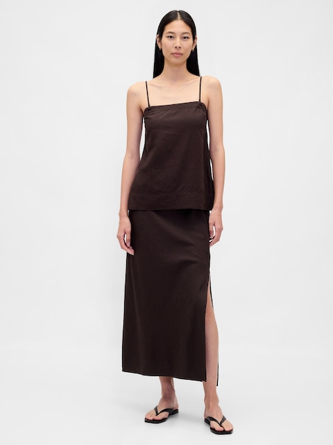 Linen-Blend Maxi Skirt