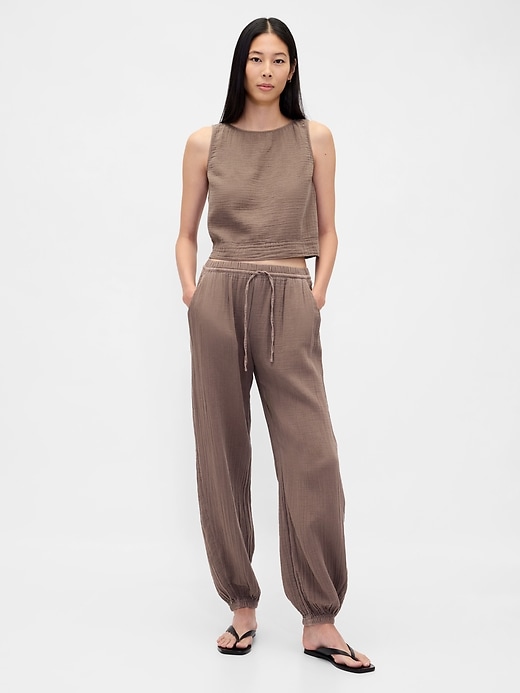 Image number 2 showing, Cotton Gauze Crop Shell Top