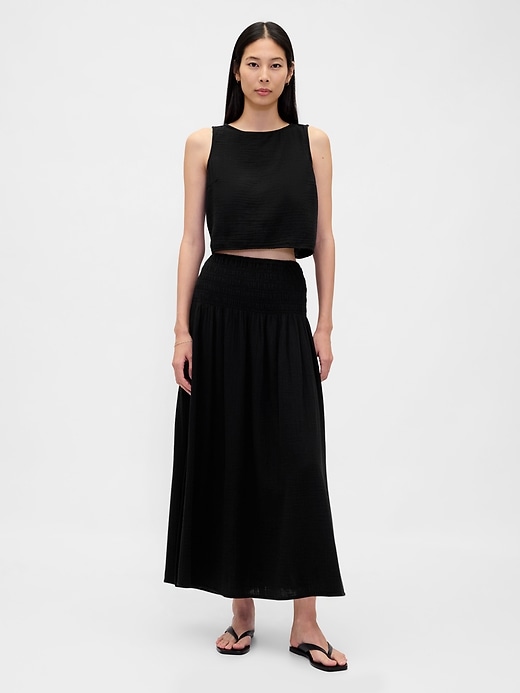 Image number 2 showing, Cotton Gauze Crop Shell Top