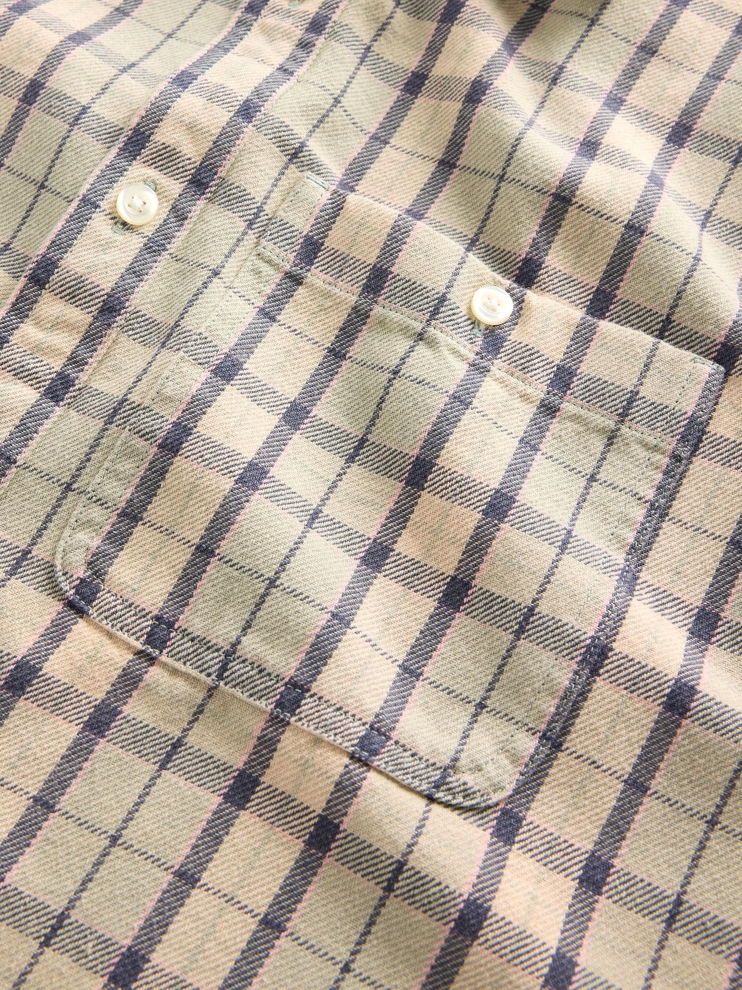 Мужская рубашка Gap Twill Straight-Hem, цвет: Зелёный клетчатый — фото 3