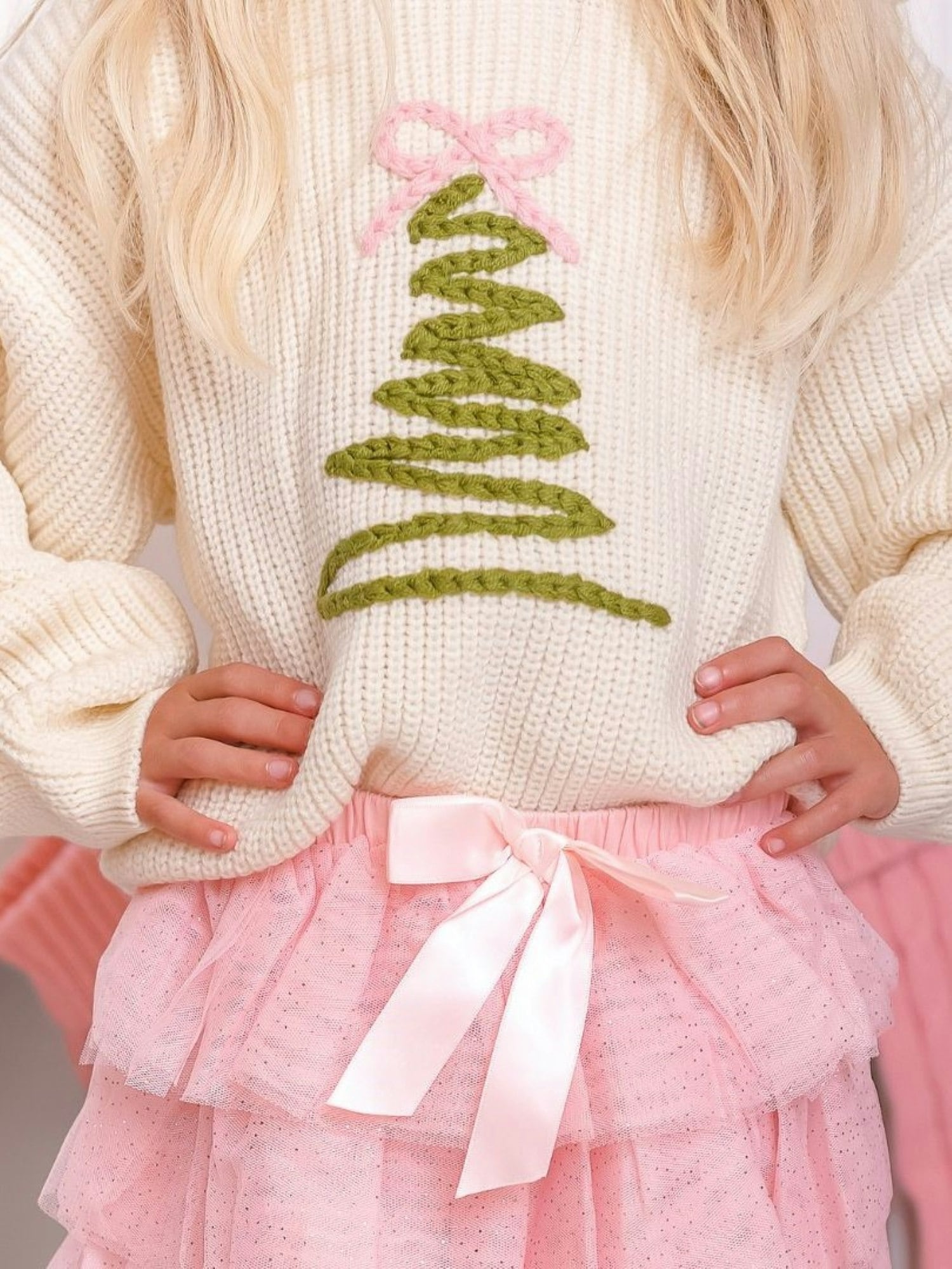 Sweet Wink Coquette Christmas Tree Knit Sweater