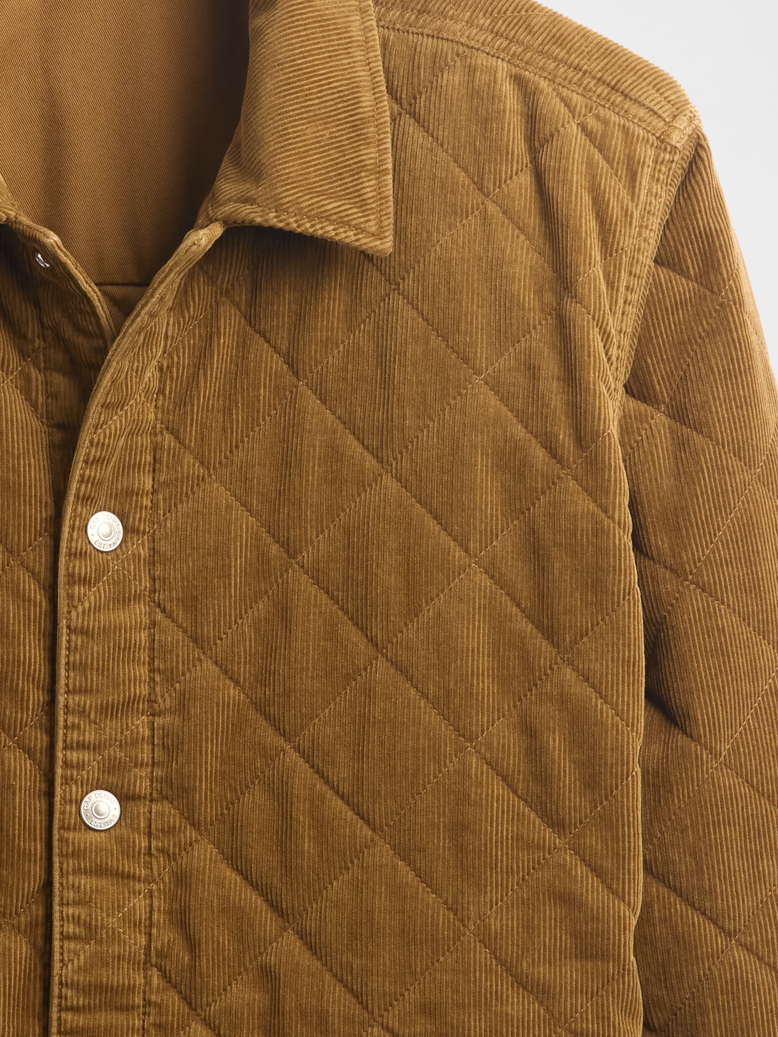Quilted Corduroy Relaxed Shirt Jacket - Brown - View 29