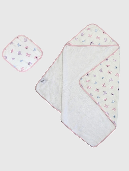 Image number 1 showing, Bamboo Little Butterfly Hooded Towel Set