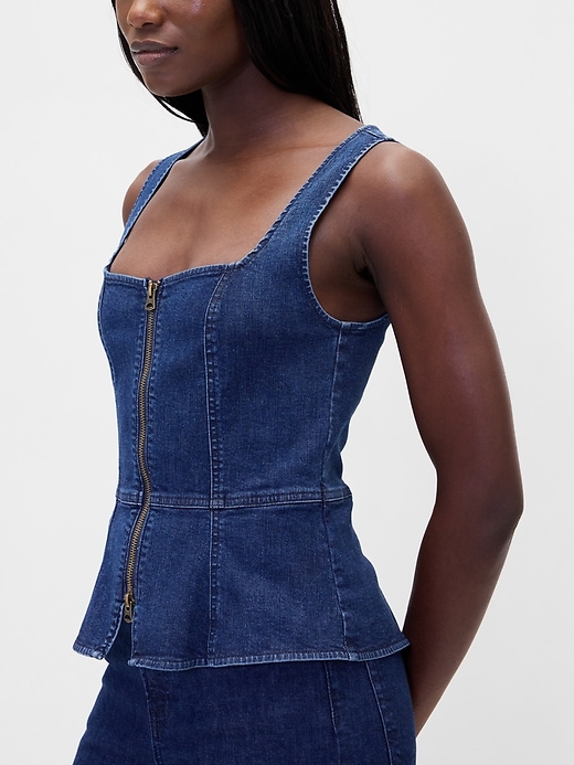 Image number 4 showing, Denim Zip Vest