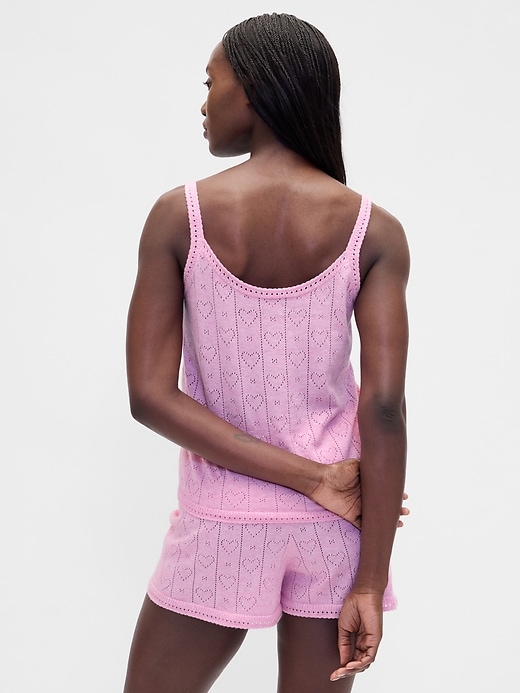 Image number 3 showing, Lightweight CashSoft Pointelle Heart PJ Tank Top