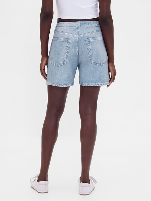 Image number 4 showing, Mid Rise Printed Knit Denim Shorts