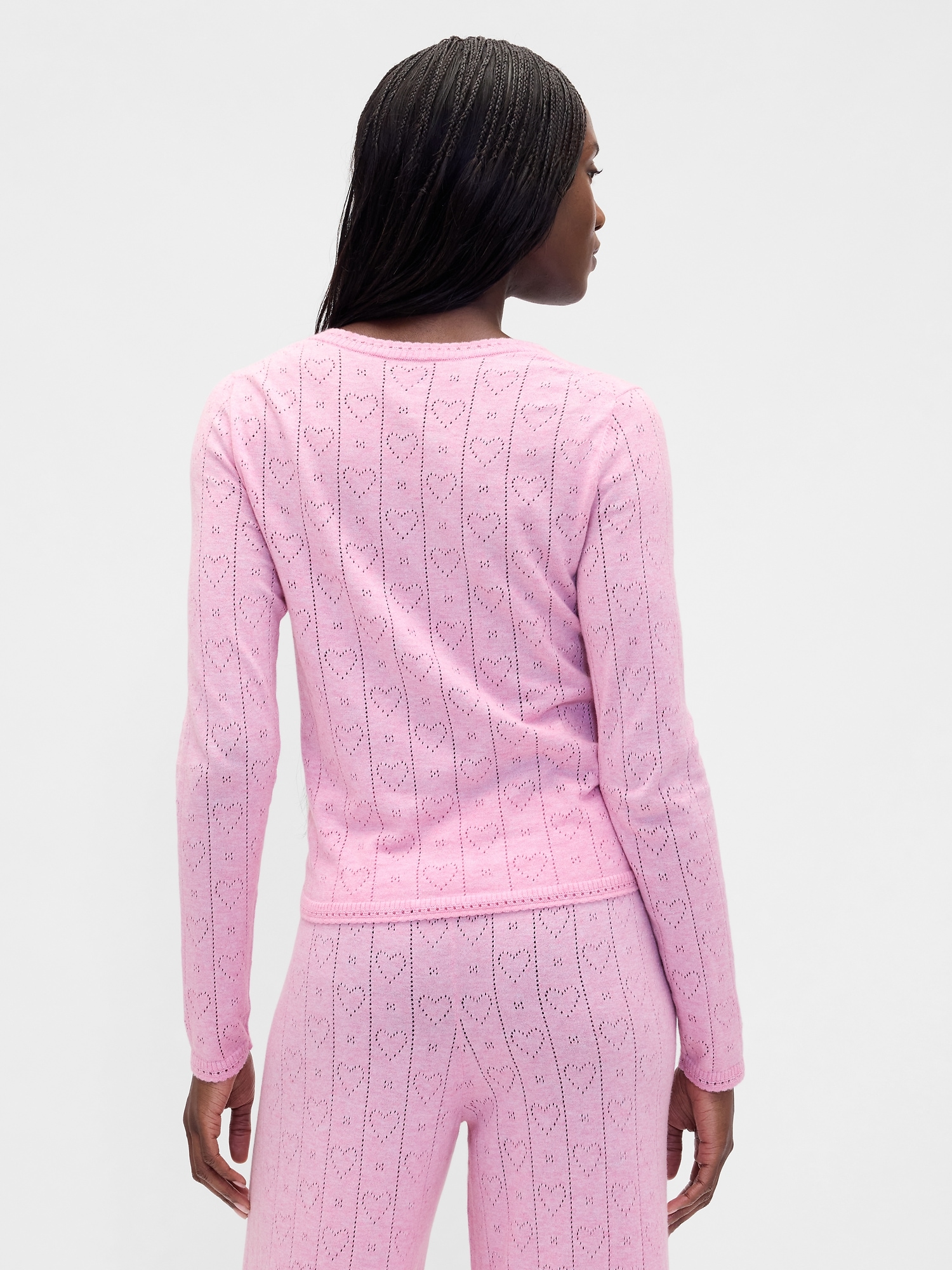 Lightweight CashSoft Pointelle Heart PJ Top