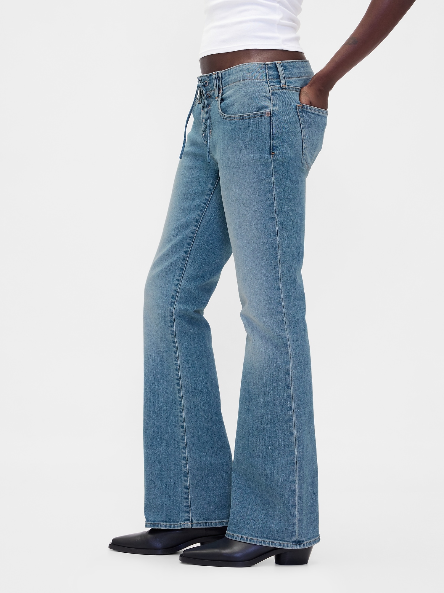 Low Rise Lace-Up Long & Lean Jeans