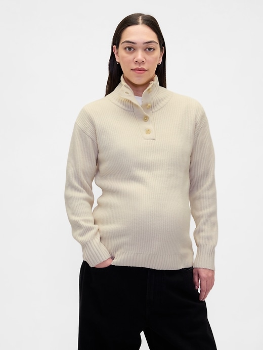 Image number 1 showing, Maternity CashSoft Mockneck Sweater
