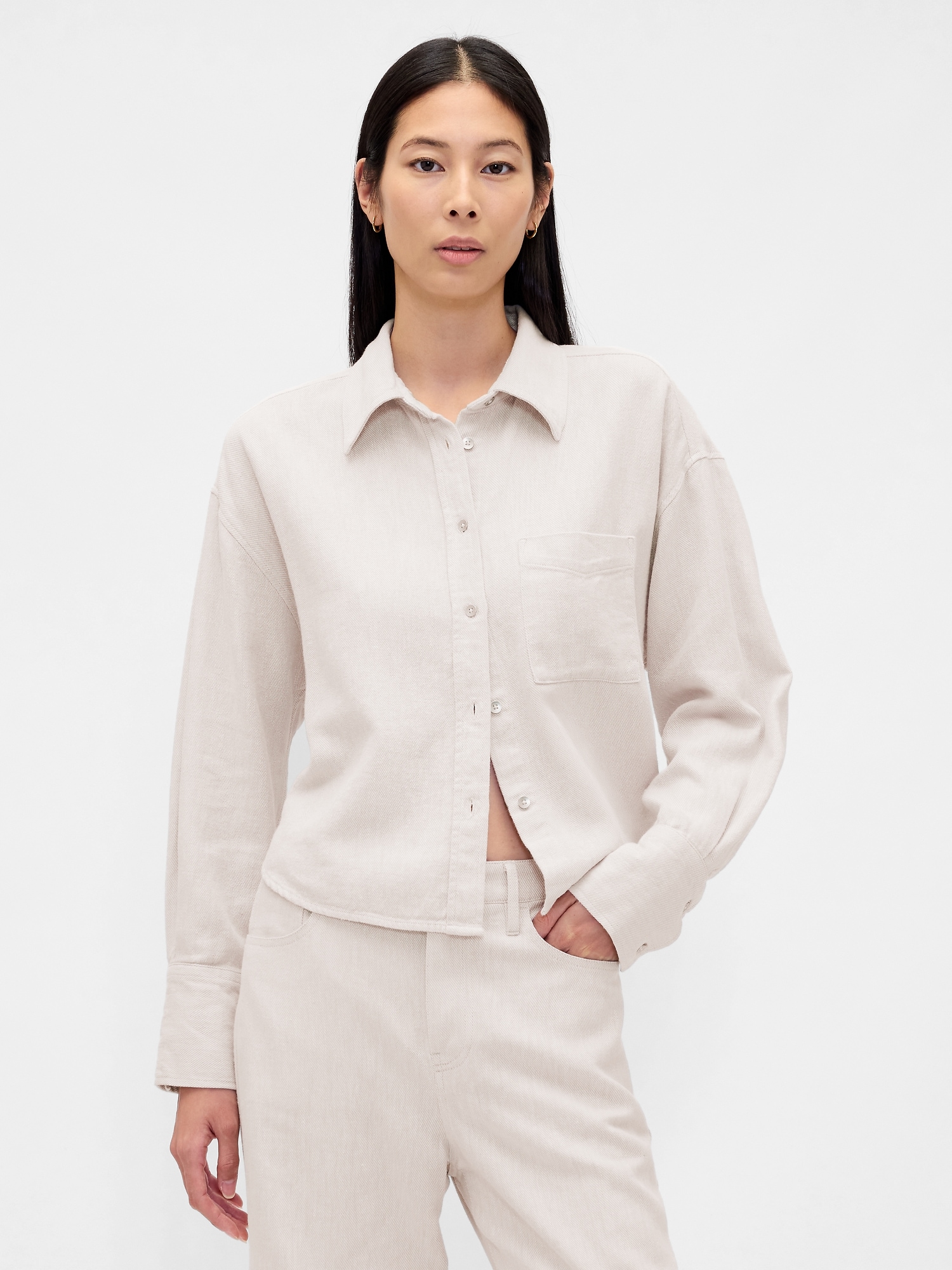Gap Linen-cotton Oversized Shirt In Neutral