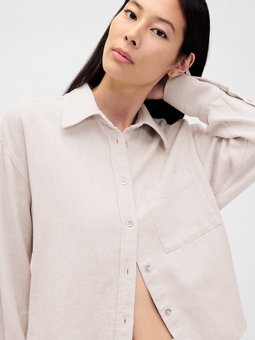 Image number 4 showing, Linen-Cotton Oversized Shirt