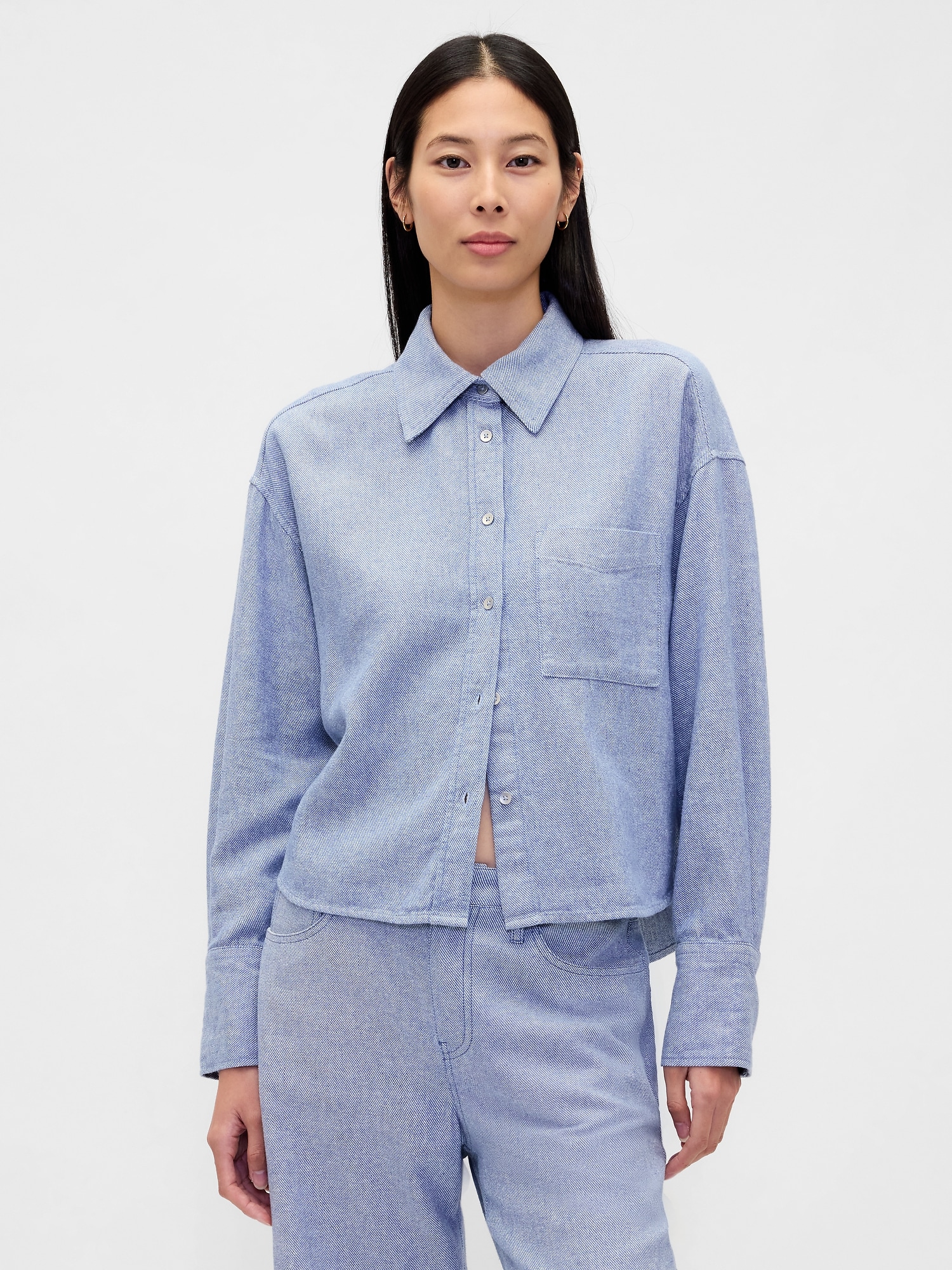 Gap Linen-cotton Oversized Shirt In Blue