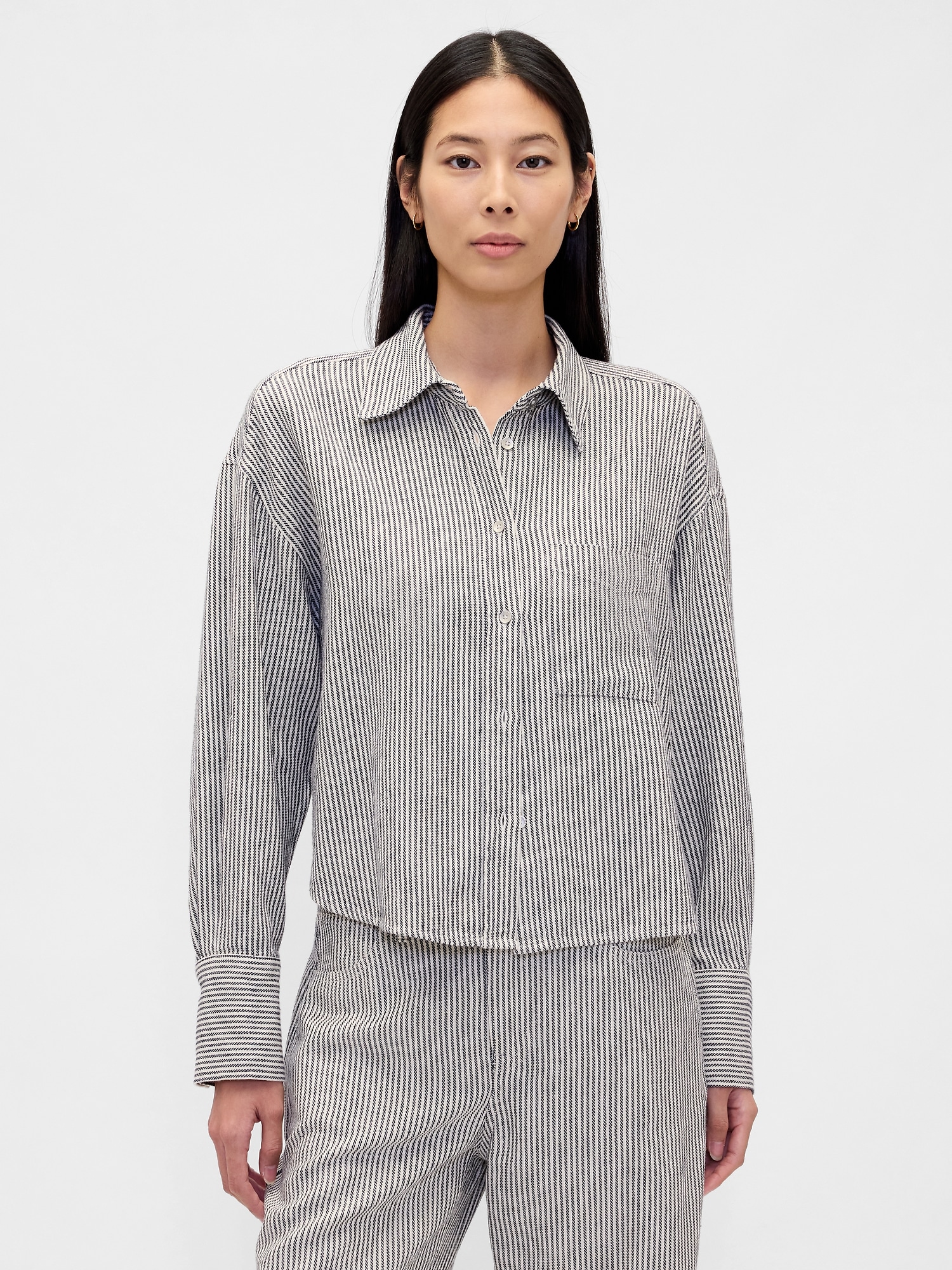 Gap Linen-cotton Oversized Shirt In Gray