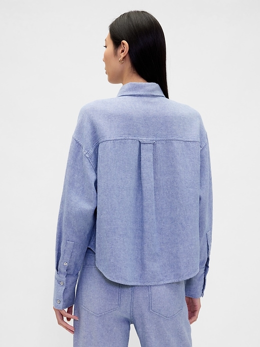 Image number 3 showing, Linen-Cotton Oversized Shirt