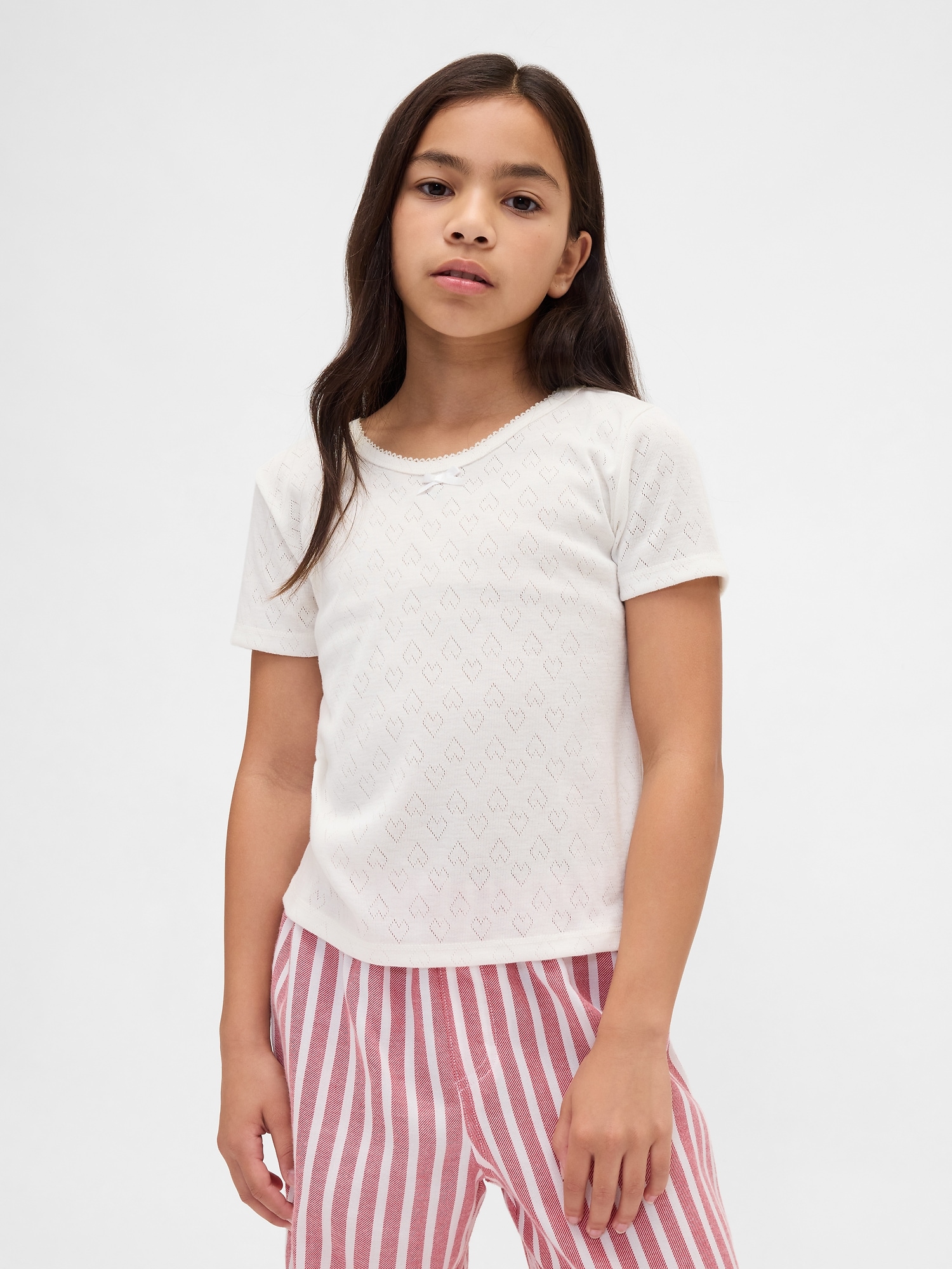 Kids Recycled Pointelle PJ T-Shirt - New Off White