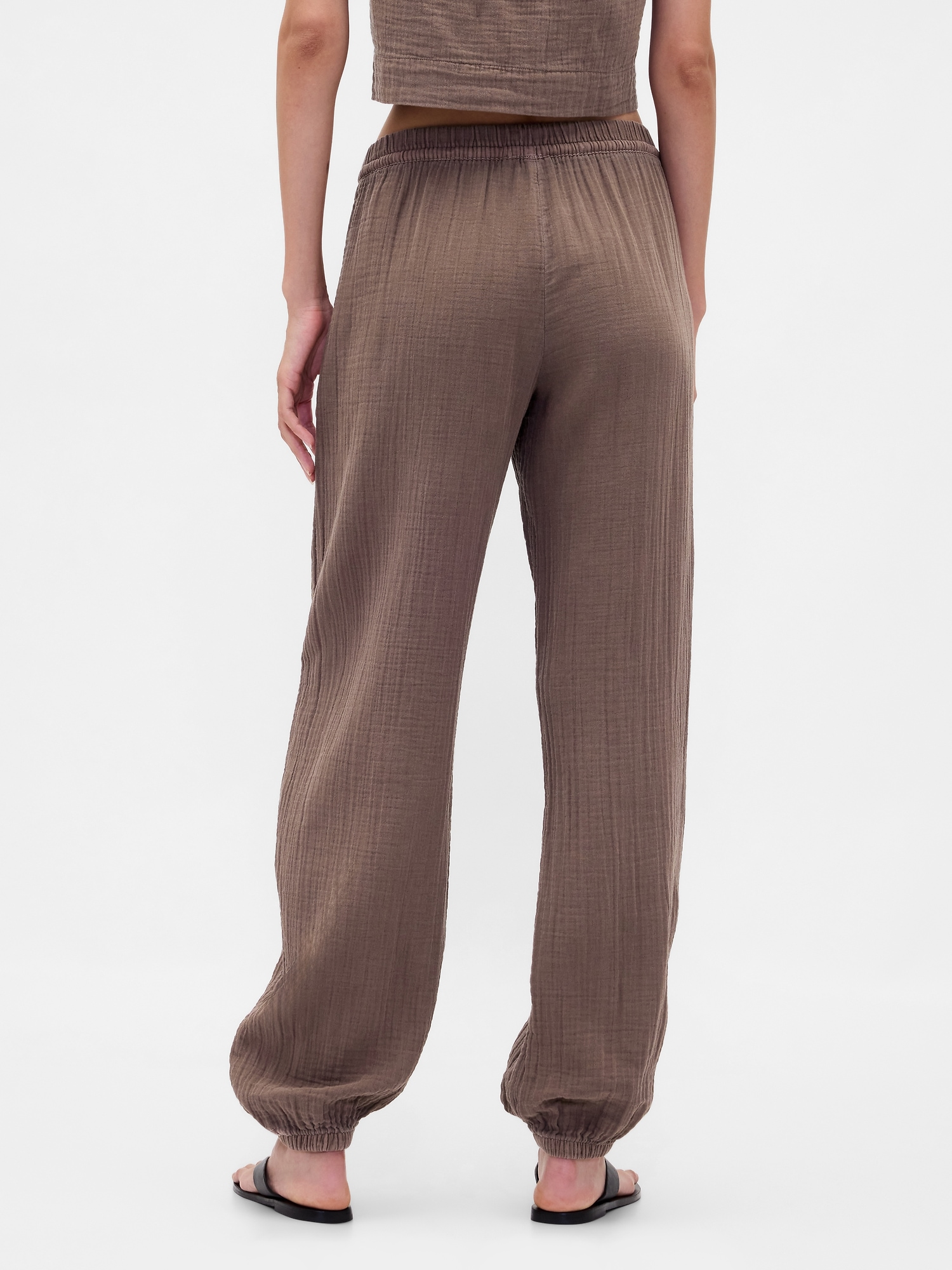 Cotton Gauze Barrel Joggers