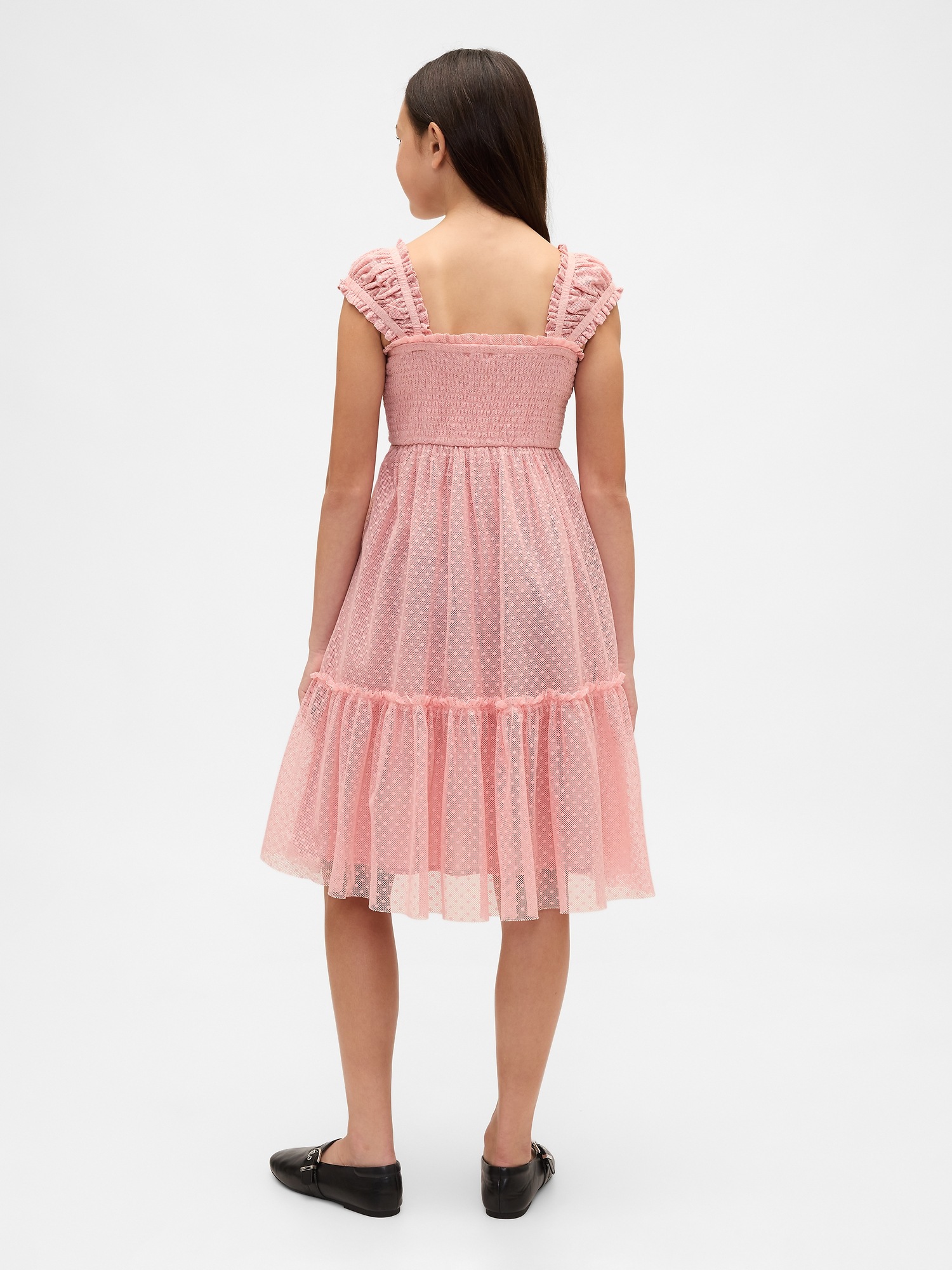 Gap Kids Mesh Ruffle Cap-Sleeve Dress — фото 3