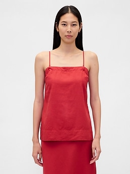 Linen-Blend Cami - Red