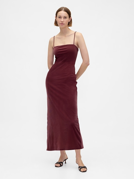 Image number 1 showing, Velvet Square-Neck Maxi Dress