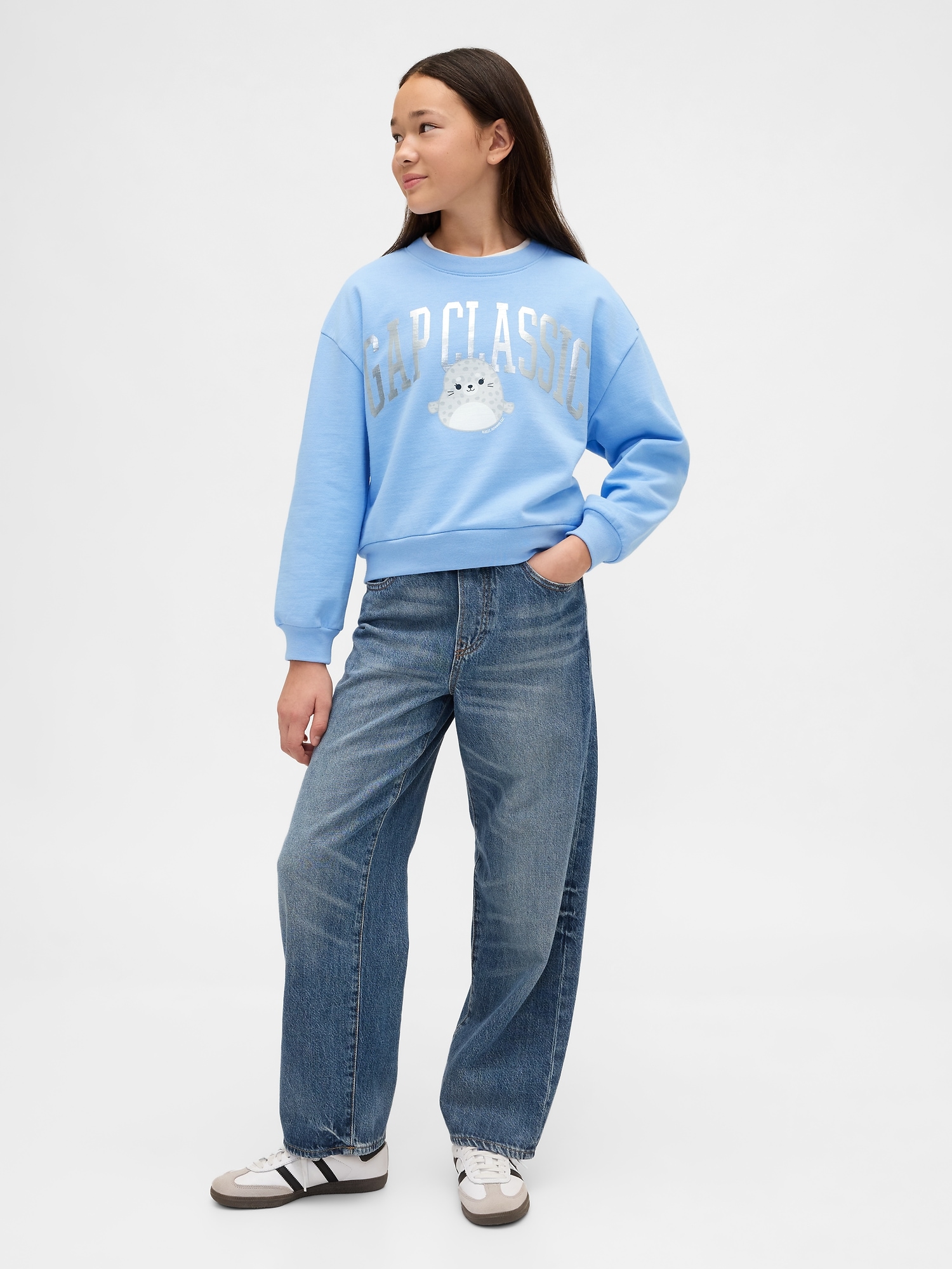 Детские толстовки Gap VintageSoft Squishmallow Logo, цвет: Синий — фото 4