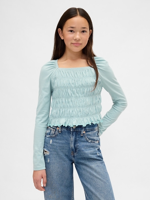 Image number 1 showing, Kids Smocked Square-Neck Top