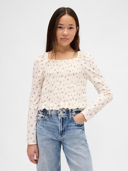 Image number 1 showing, Kids Smocked Square-Neck Top