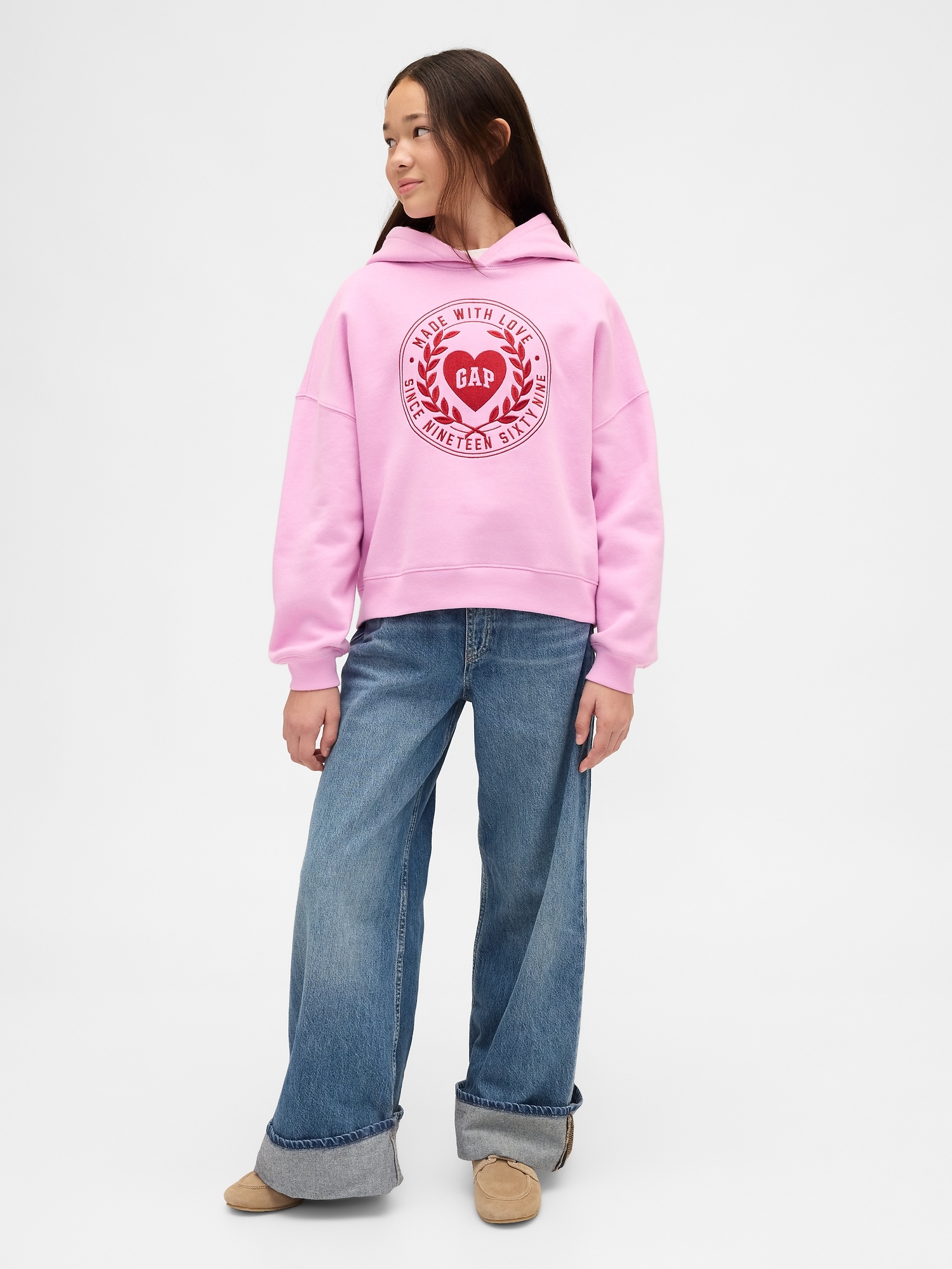 Kids VintageSoft Oversized Heart Logo Hoodie