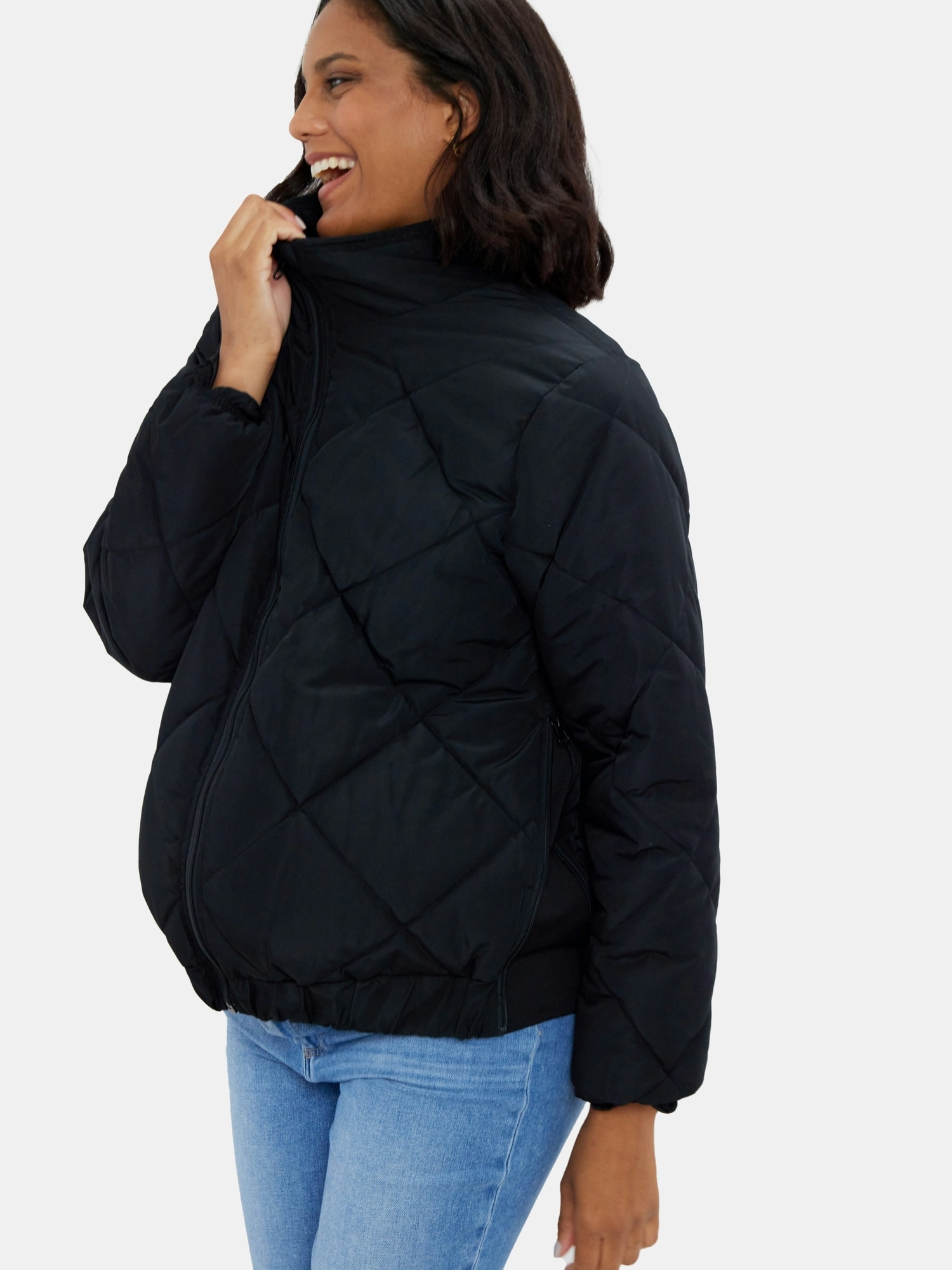Ingrid and Isabel Maternity Puffer Jacket - Black