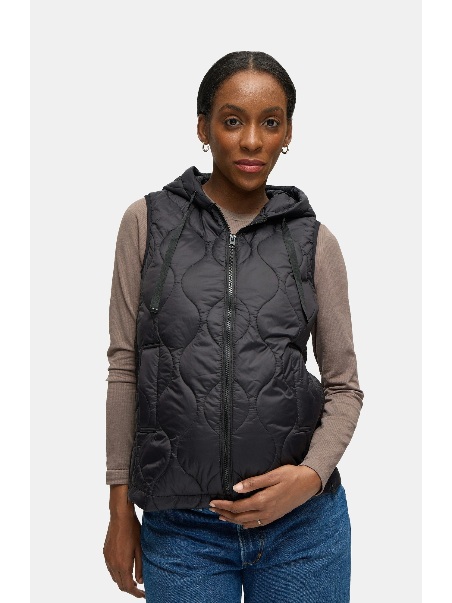 Ingrid and Isabel Quilted Layer Vest - Black