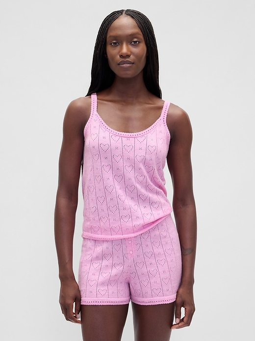 Image number 1 showing, Lightweight CashSoft Pointelle Heart PJ Tank Top