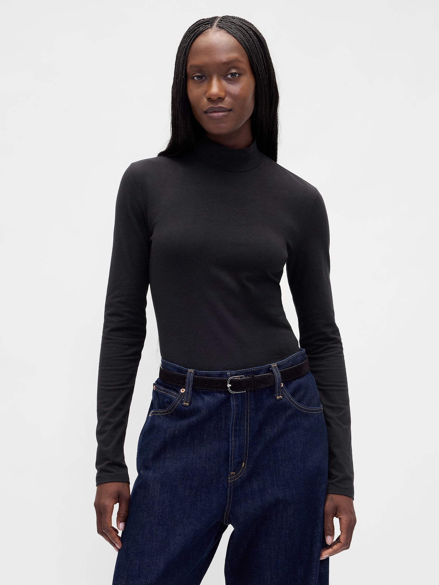 CloseKnit Jersey Mockneck T-Shirt - Black