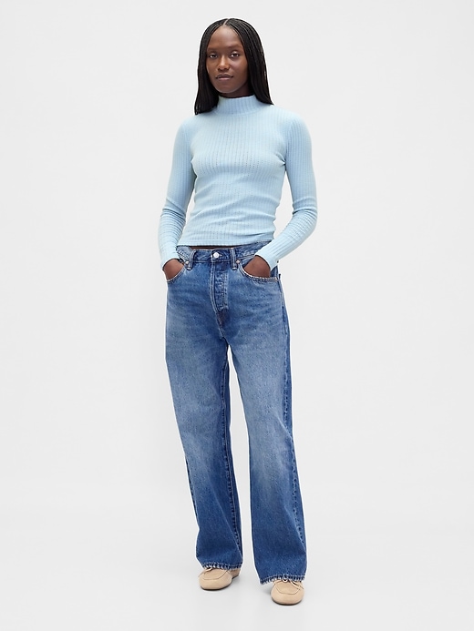 Image number 2 showing, Pointelle Rib Crop Turtleneck