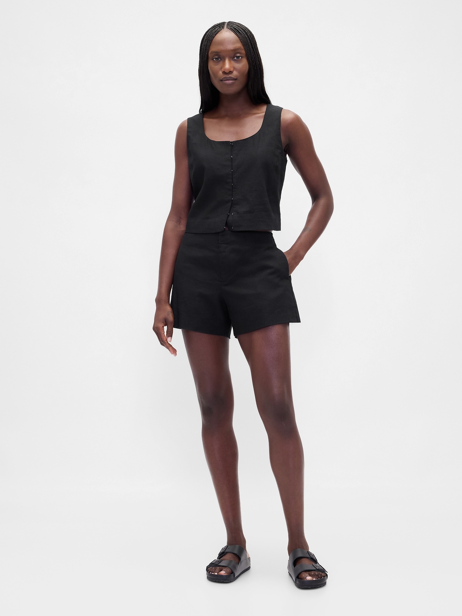 4" Mid Rise Linen-Blend Shorts