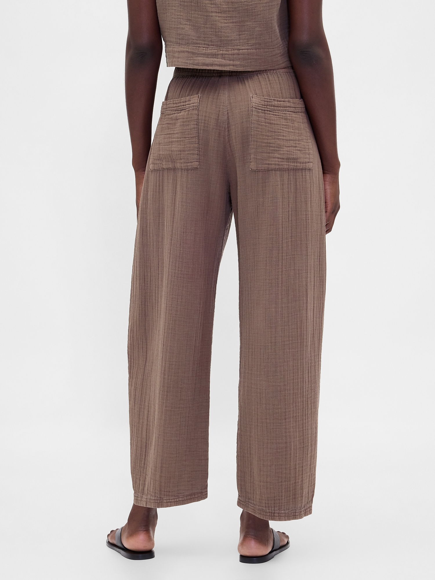 Cotton Gauze Easy Barrel Pants