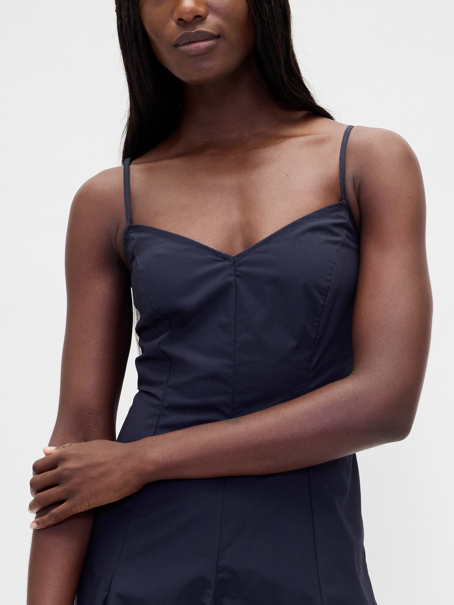 Seamed V-Neck Midi Dress