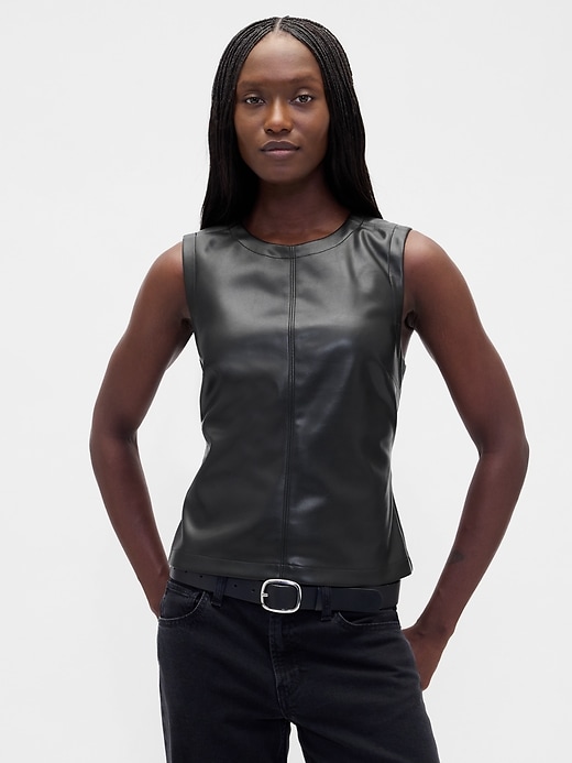 Image number 1 showing, Vegan Leather Shell Tank Top