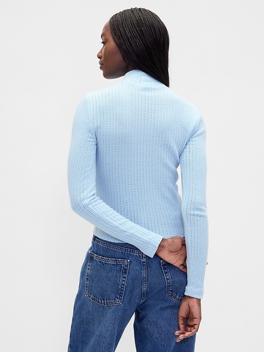 Image number 3 showing, Pointelle Rib Crop Turtleneck