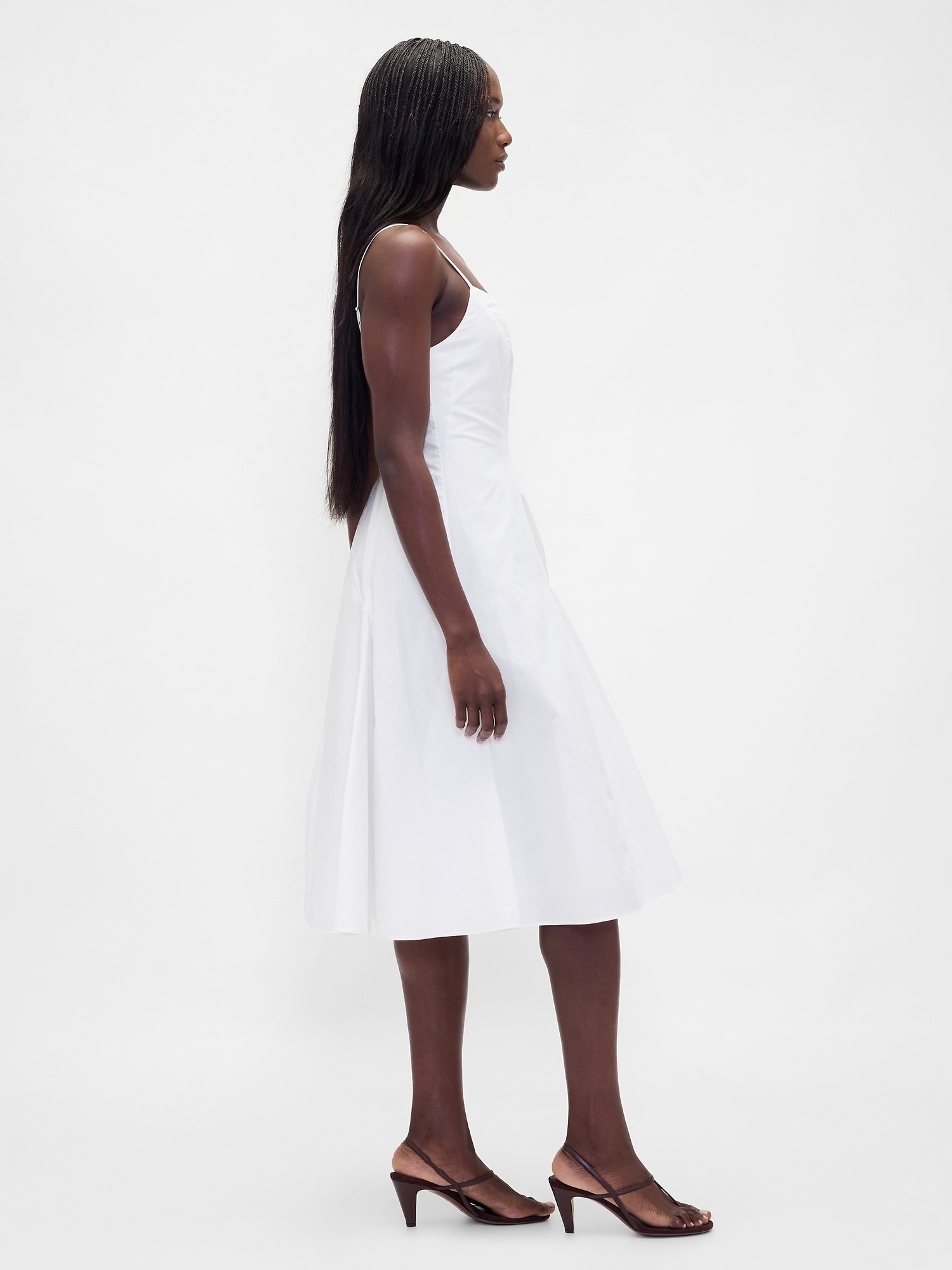 Женское платье Gap Seamed V-Neck Midi, цвет: Оптический белый — фото 3