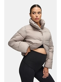 Image number 2 showing, Ingrid and Isabel Cloud Crop Side Zip Maternity Puffer Jacket