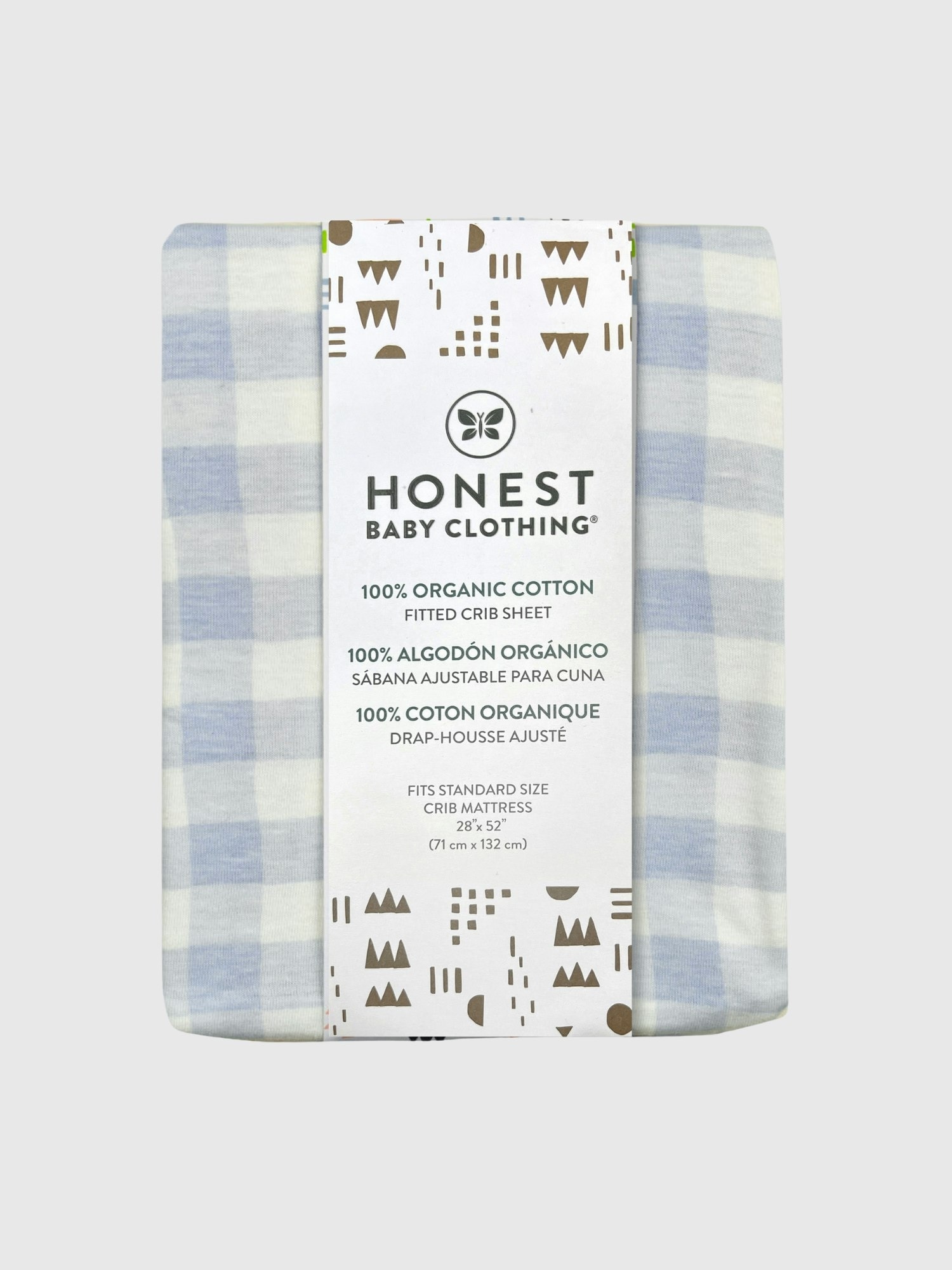 Honest Baby Clothing Organic Cotton Fitted Crib Sheet - Blue Buffalo Check