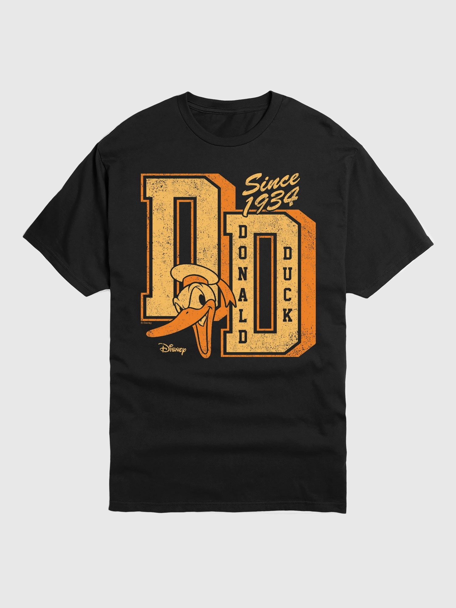 Disney Donald Letterman Short Sleeve T-Shirt - Black
