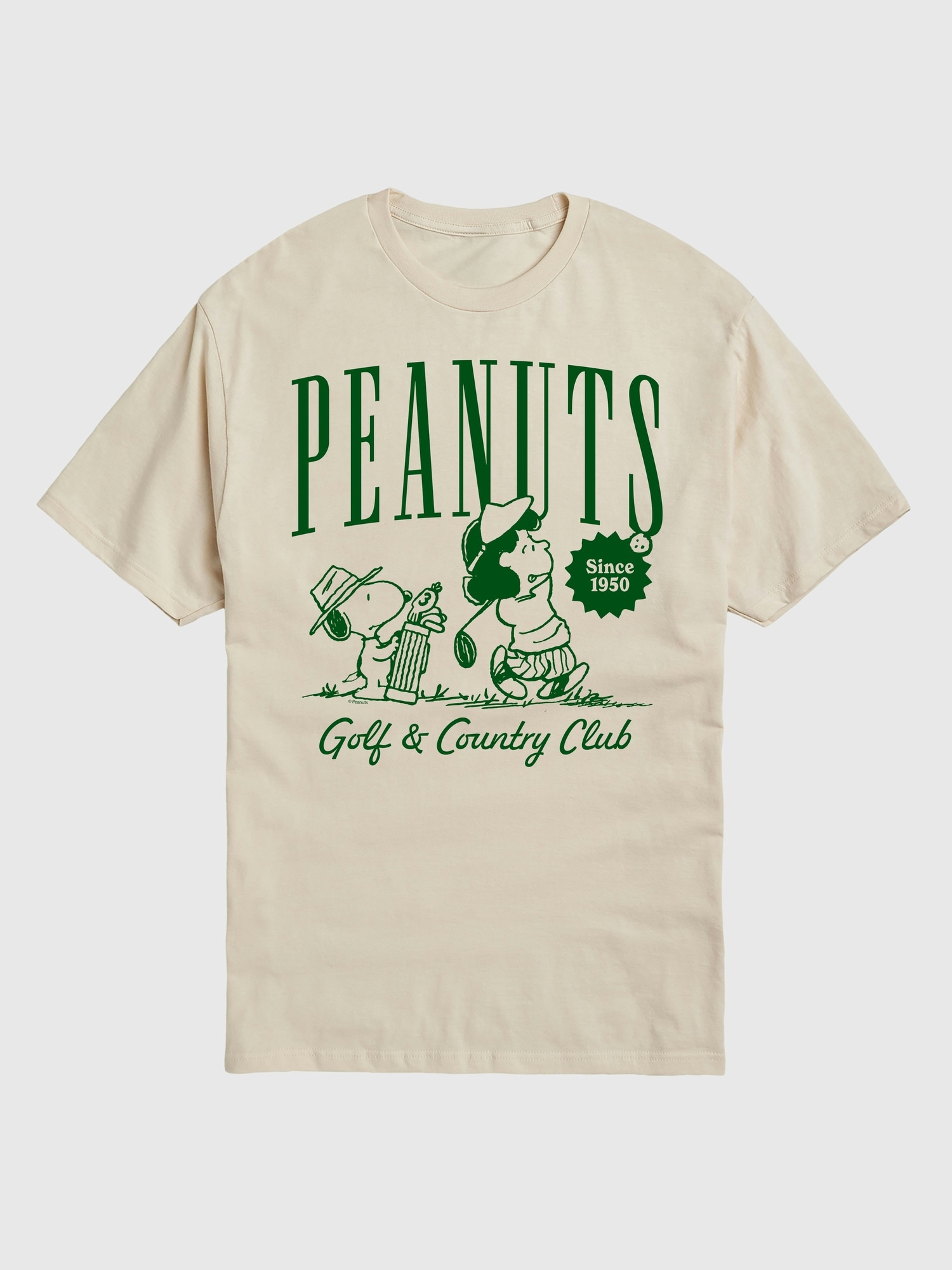Peanuts Golf Club Snoopy and Lucy Short Sleeve Graphic Tee - Cream