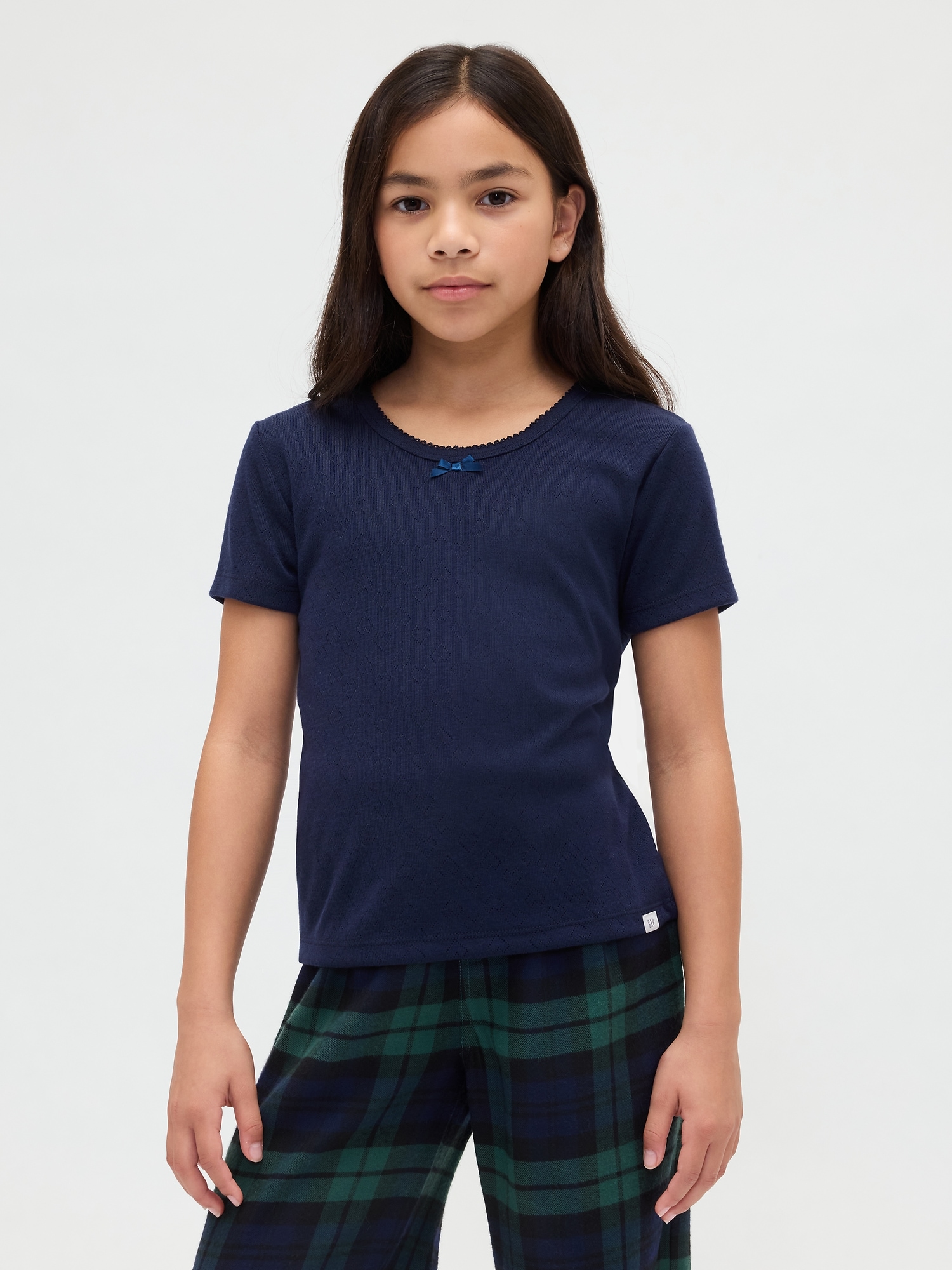 Kids Recycled Pointelle PJ T-Shirt - Dark Night