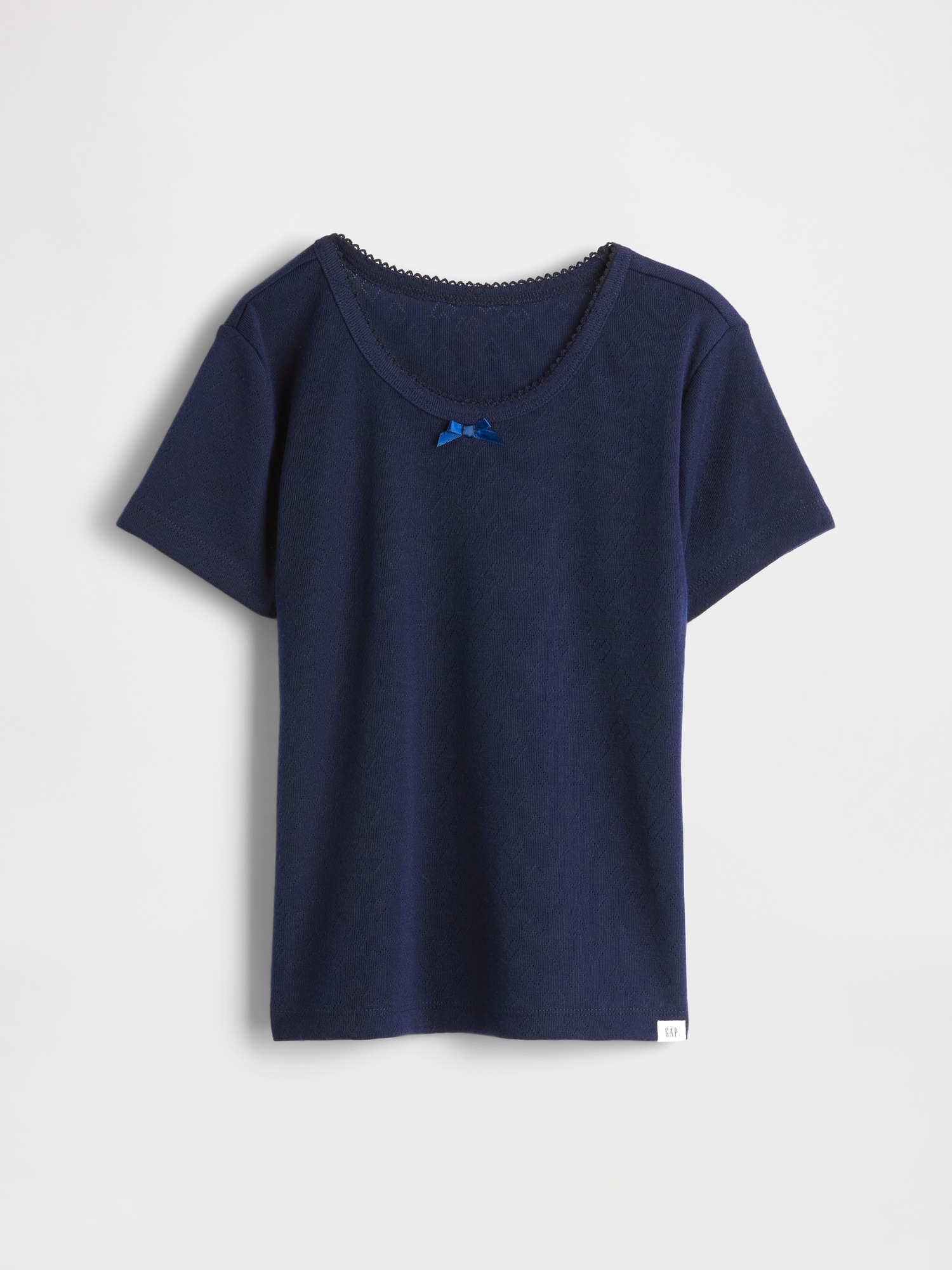 Детская пижамная футболка Gap из переработанного ажурного трикотажа, цвет: Тёмный Ночной — фото 2