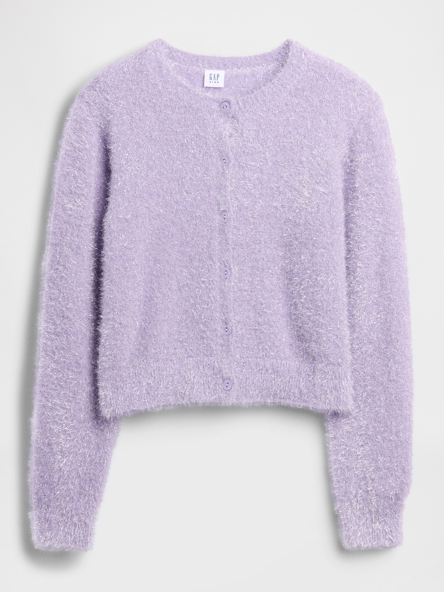 Kids Metallic Eyelash Cardigan Sweater