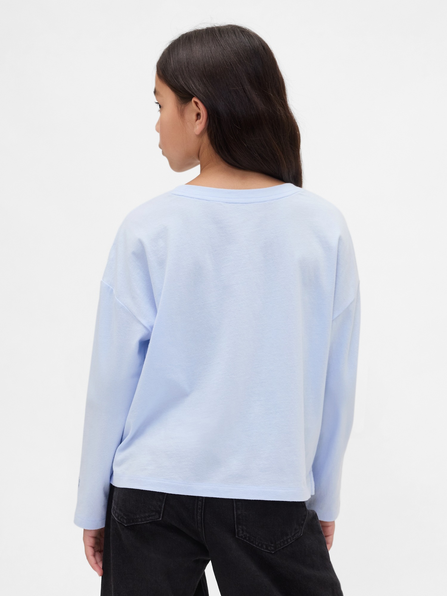 Детская футболка Gap Barbie Oversized Graphic, цвет: Синий — фото 3