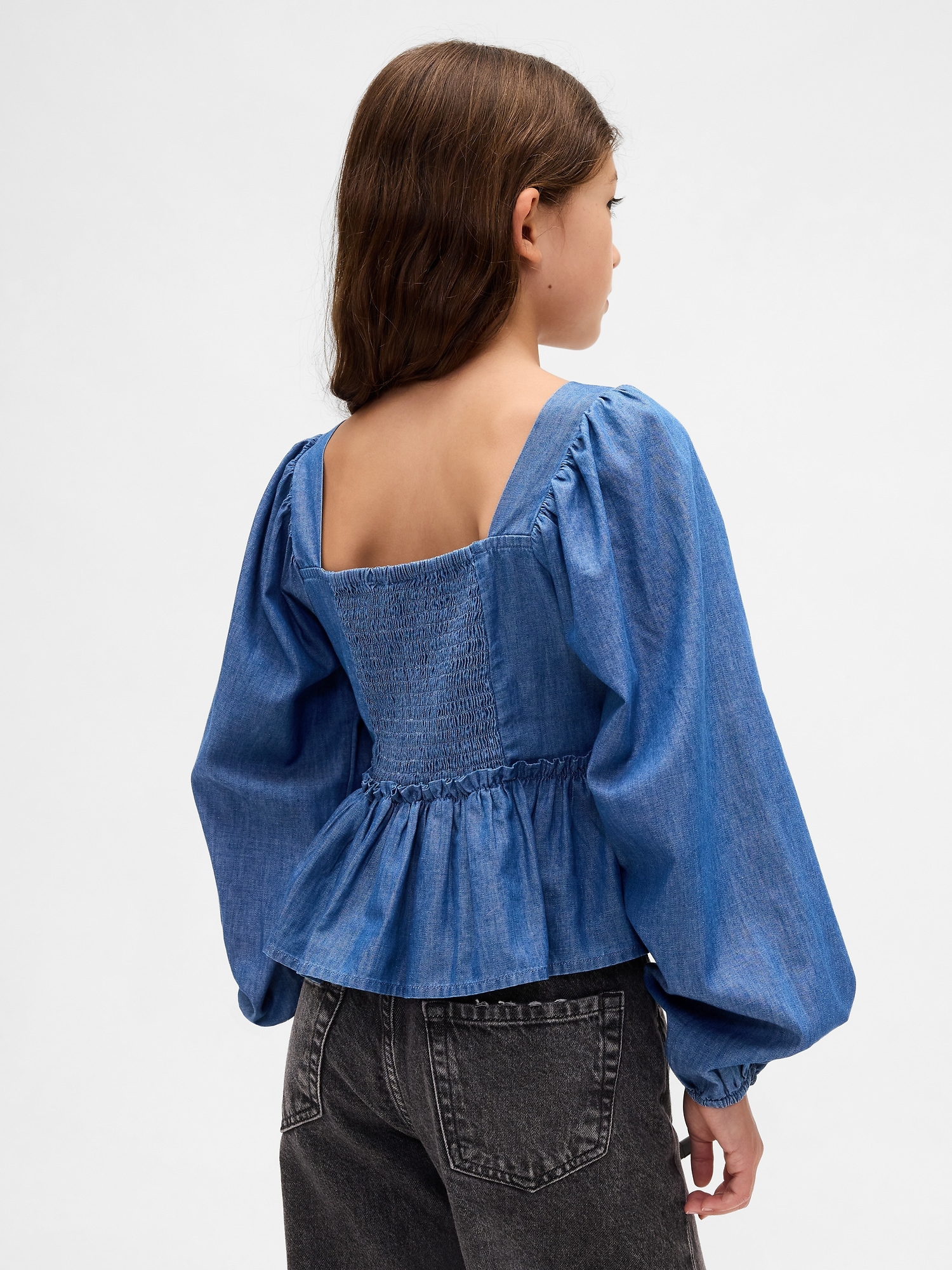 Kids Chambray Peplum Top