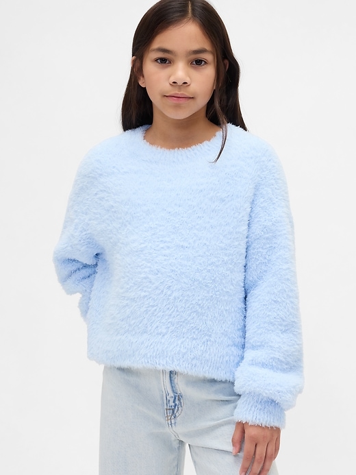 Image number 1 showing, Kids Eyelash Crewneck Sweater