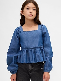 Kids Chambray Peplum Top