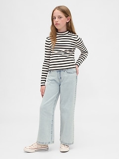 Kids High Rise Stride Wide-Leg Ankle Jeans